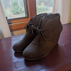 Grey Suede Lace Up Wedges